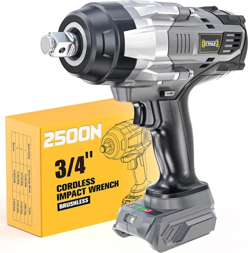 DIYtoolifz - Llave de impacto inalámbrica de 3/4" compatible con batería Dewalt 20V: controlador de alto par de 1850 pies-libra (2500 N.m),