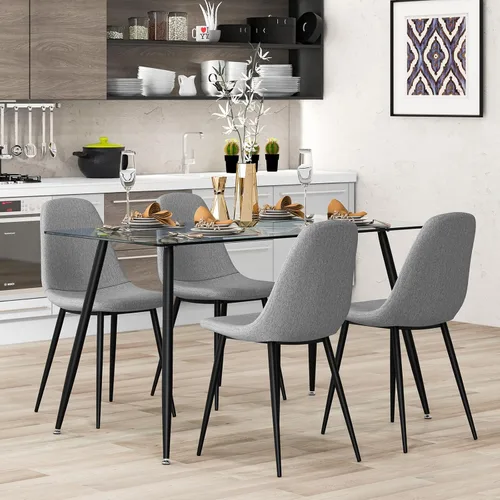 Miniatura 3 de Moccha - Mesa de comedor de cristal de 51 pulgadas, mesa rectangular moderna con amplia mesa de vidrio templado y patas de metal negro, almohadillas