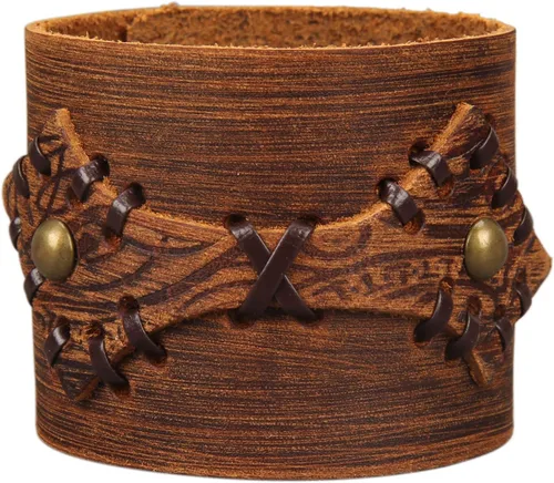 Miniatura 26 de Jeilwiy Pulseras de cuero punk para hombres, pulseras hechas a mano, brazalete ancho, joyería trenzada, color negro y marrón, ajustable, regalos