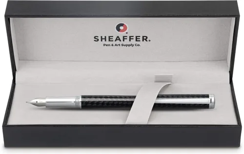 Miniatura 3 de Sheaffer Pluma estilográfica de fibra de carbono Intensity con ribete cromado y punta fina