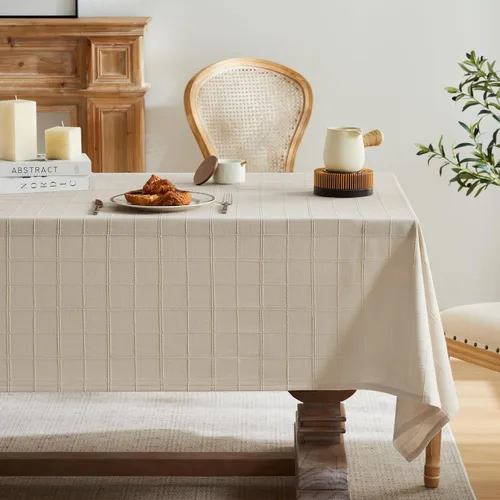 Miniatura 11 de ZeeMart Mantel (beige, redondo de 52 pulgadas)