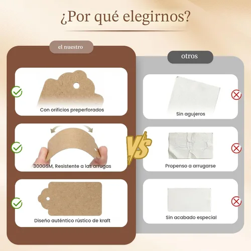 Miniatura 5 de SallyFashion 100 etiquetas de regalo con cuerda adjunta, etiquetas colgantes de papel kraft de 1.7 x 2.8 pulgadas para ropa, manualidades, boda, 100