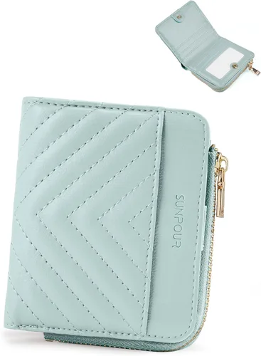 Miniatura 17 de Billeteras pequeñas y plegables para mujer, mini-cartera RFID para mujer, tarjetero delgado con bolsillo con cremallera para monedas y 2 ventanas