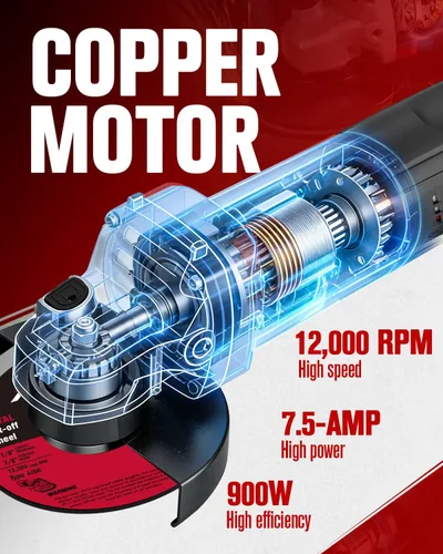 Miniatura 2 de AVID POWER Amoladora Angular, Amoladora Eléctrica de 7.5 Amperios de 4-1/2 Pulgadas, Herramientas Eléctricas con Discos de Desbaste, Discos