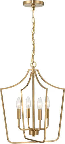 Miniatura 7 de Creative Co-Op Constance - Lámpara de techo estilo candelabro de metal cónico con 4 luces, color dorado cepillado