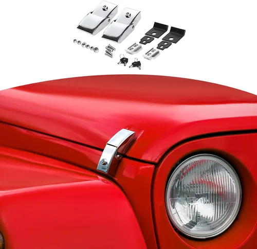 Miniatura 8 de RT-TCZ Juego de pestillos para capó, con bloqueo, para Jeep Wrangler JK JKU JL JLU Gladiator JT 2007-2024, accesorios exteriores negros, 2 piezas
