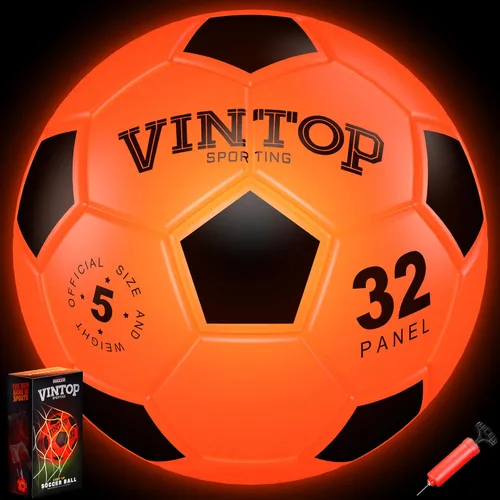 Balón de fútbol que brilla en la oscuridad para niños de 8 a 12 y 15 años, pelota de fútbol con luz LED con bomba para interiores y exteriores,