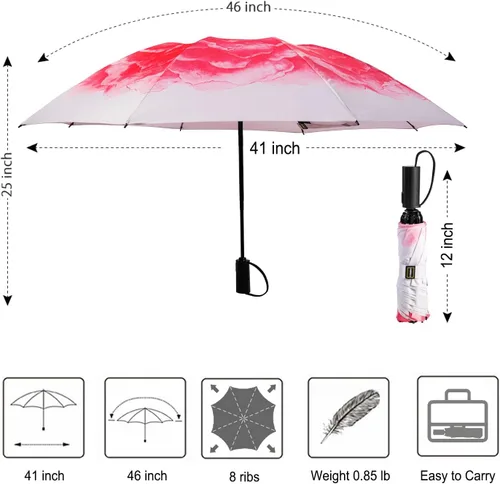 Miniatura 107 de LANBRELLA Paraguas plegable inverso compacto paraguas de viaje a prueba de viento automático