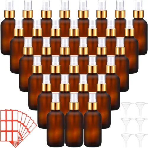 Miniatura 11 de Fumete 36 botellas de spray de vidrio de 4 onzas, botella de spray de vidrio de niebla fina, recipientes de líquido recargables con 6 etiquetas, 6