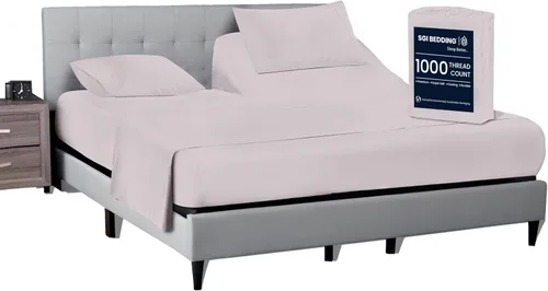Miniatura 24 de SGI bedding Sábana Queen de 28" con Parte Superior Dividida Flex Head, 100% Algodón Egipcio, Cuenta de Hilos 1000, Sábana Superior Flex para Cama