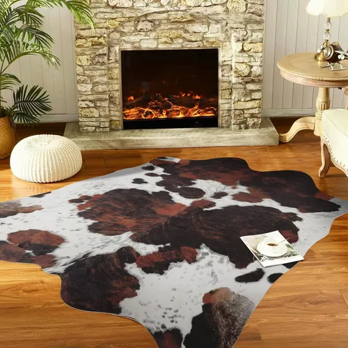 Miniatura 20 de Alfombra de Piel de Vaca Sintética Grande 8x10 pies – Alfombra de Área Suave Antideslizante de Piel de Vaca con Estampado Animal Occidental