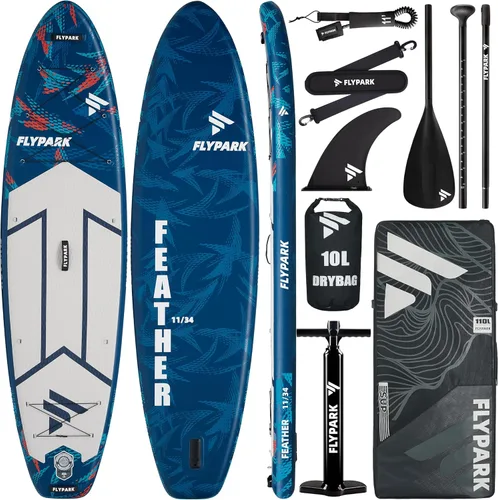 Miniatura 9 de Flypark 11'x34 Inflatable Paddle Boards, Extra Wide SUP for 420lbs/3Adults, Yoga Stand Up Paddle Board, 110L Backpack, 15 D-Rings, Shoulder Strap