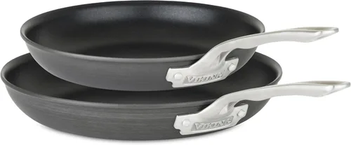 Viking Sartenes antiadherentes, 2 piezas de utensilios de cocina anodizados duros, 10 y 12 pulgadas, gris