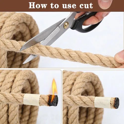 Miniatura 6 de Cuerda de yute natural de yute manila, cuerda de cáñamo náutica, cuerda trenzada natural gruesa y resistente para manualidades, agrupación, ancla