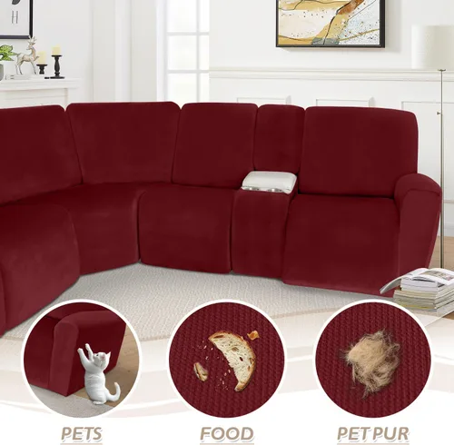 Miniatura 573 de Arfntevss Fundas de sofá seccional reclinable de terciopelo, Funda de sofá seccional de esquina para sofá reclinable, Funda elástica suave