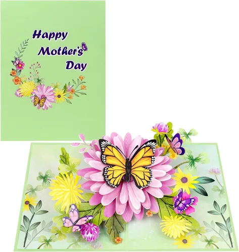 Miniatura 13 de Tarjetas de cumpleaños 3D de flor de cerezo para mujer, tarjeta desplegable para el día de la madre, aniversario 3D, día de San Valentín, regalos