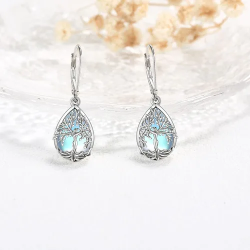 Miniatura 3 de ONEFINITY Aretes colgantes de plata de ley con el árbol de la vida para mujeres y niñas, regalos de Navidad
