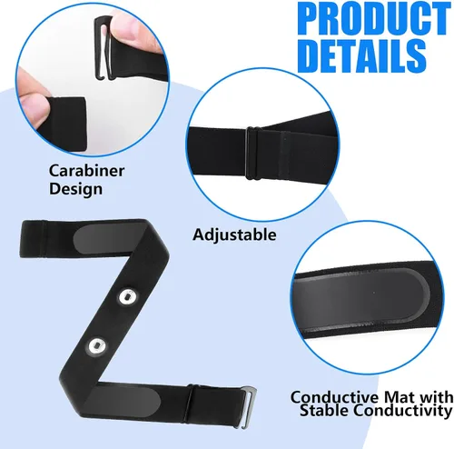 Miniatura 4 de Banda de pecho para monitor de frecuencia cardíaca para Polar H10 H9 H7, correa ajustable impermeable de repuesto compatible con Polar Garmin