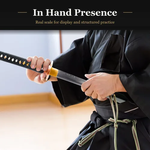 Miniatura 3 de HMS Espada katana samurai japonesa, Tsuba de bambú de latón, acero al carbono 1095, arcilla forjada a mano, templada, espiga completa, afilada