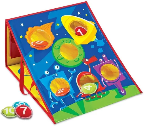 Learning Resources Juego de lanzamiento inteligente, 4 juegos diferentes de lanzamiento de bolsas, puf para niños pequeños, juguetes al aire libre,
