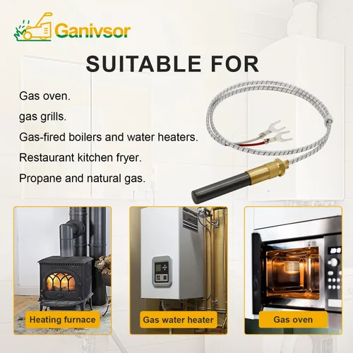Miniatura 6 de Ganivsor Generadores de termopila de 24", termopila Q313A de 750 milivoltios para calentador de agua a gas/chimenea/freidora de gas/horno, termopar