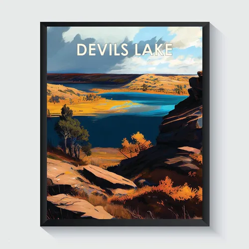 Miniatura 29 de Yellowstone Lake - Póster impreso artístico, ilustración, arte de pared, decoración de paisaje retro, paisaje, obra de arte para decoración de Lago