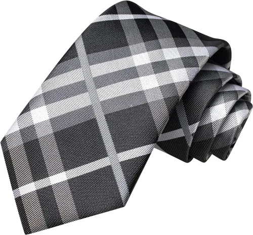 Miniatura 293 de Hi-Tie Corbata clásica de cachemira para hombre con pañuelo y gemelos a cuadros
