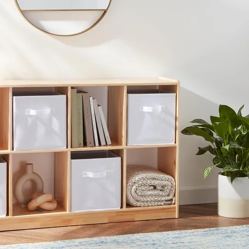 Miniatura 5 de Amazon Basics - Contenedores plegables de tela para almacenar, organizador con asas, 13 x 13 x 13 pulgadas, color blanco, paquete de 6