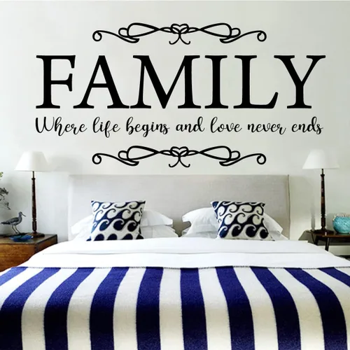 Miniatura 3 de Vinilo decorativo para pared, diseño con cita familiar, diseño de vida y amor, mural para el hogar, cocina, sala de estar, calcomanía extraíble Negro