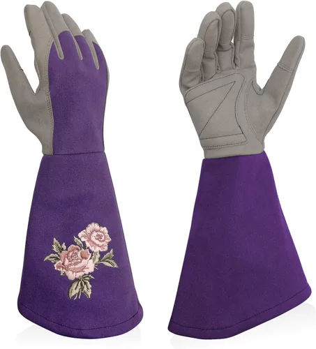 Miniatura 9 de Rose Pruning Gloves Thorn Resistant, Embroidery Gardening Gloves with Extra Long Forearm Protection Rosa rojo