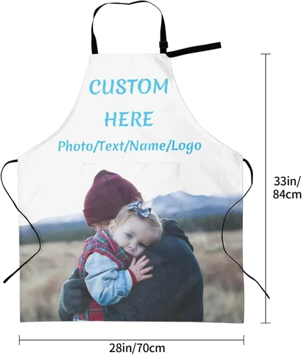 Miniatura 6 de Delantales personalizados con dos bolsillos, delantal personalizado para hombre, diseño de tu propia foto, logotipo, delantal de chef, longitud