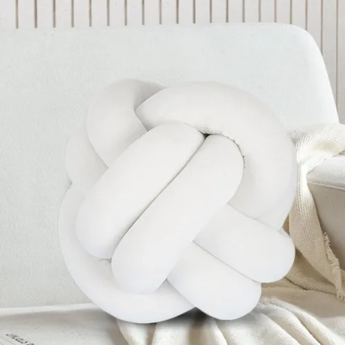 Miniatura 10 de Almohada corta de felpa con nudo, cojín de cintura para decoración del hogar, cojín de felpa para sofá, automóvil o decoración de oficina
