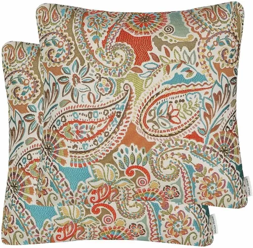 Miniatura 17 de Mika Home - Juego de 2 fundas de almohada oblongas rectangulares para sofá, sofá cama, silla, diseño de rayas paisley, 12 x 20 pulgadas, verde