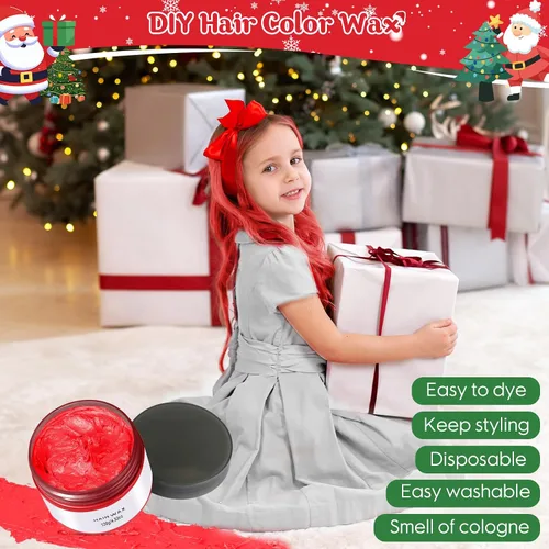 Miniatura 5 de Cera temporal negra para el cabello, lavable, tinte de color rojo arcilla, para cabello loco, fiesta de cosplay, 4.23 onzas, kit de maquillaje