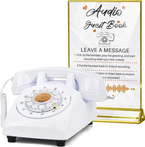 Miniatura 11 de Libro de invitados de audio, teléfono de boda, mensajes de audio personalizados de memoria de 32 GB, volumen ajustable, con función de repetición