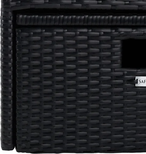 Miniatura 9 de SAFAVIEH Juego de sofá Pramla y otomana para exteriores - Negro y beige - Marco de acero con cojín - Diseño de almacenamiento costero - Ideal