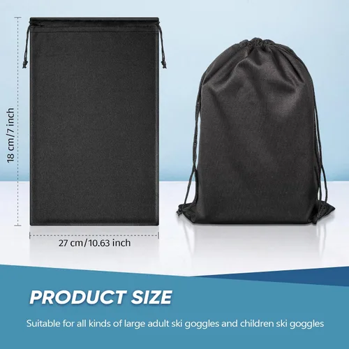 Miniatura 3 de Bolsa de microfibra para gafas de esquí, bolsa de microfibra con cordón, funda suave, 10 x 7 pulgadas