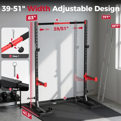 Miniatura 4 de FLYBIRD SR1 - Estante para sentadillas con barra de dominadas, estante de potencia multifuncional ajustable, soporte de sentadillas de ancho