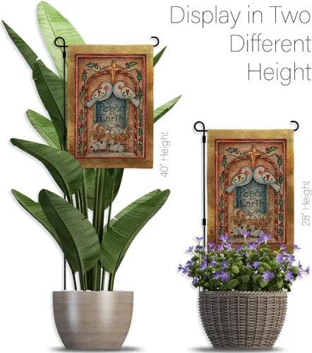 Miniatura 11 de Breeze Decor Juego de banderas con estacas de jardín de la natividad, cartel de arpillera para puerta, soporte para tumba, porche, tapiz al aire