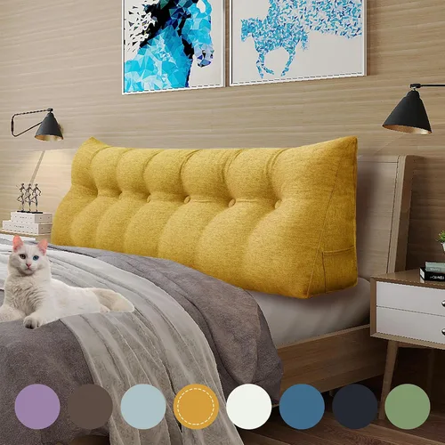 Miniatura 70 de Almohada de cuña acolchada de 8 libras para cabecero, posicionador corporal en forma de triángulo, almohada de lectura para la cama, almohada