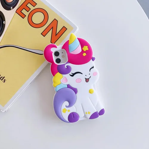 Miniatura 6 de Funda 3D linda de unicornio suave para iPhone 11 de 6.1 pulgadas, funda de silicona suave con diseño de unicornio de dibujos animados kawaii