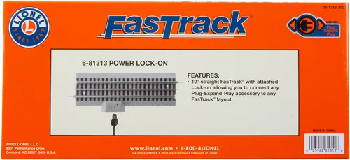 Miniatura 7 de Lionel FasTrack - Pista de bloqueo de potencia recta de calibre O de 10 pulgadas, modelo de 3 rieles con puerto enchufable para accesorios, pista