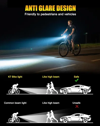 Miniatura 4 de 17* LED 4800 Lumen Bike Lights, USB-C Rechargeable Bicycle Light, Super Bright Bike Lights for Night Riding, IP65 Waterproof Bicycle Headlight for