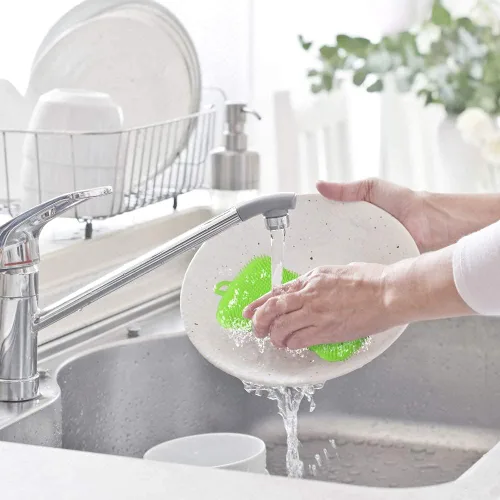 Miniatura 4 de 3 esponjas de silicona OstWony para platos, esponjas de silicona de grado alimenticio súper alimentarias, utensilios de cocina multiusos