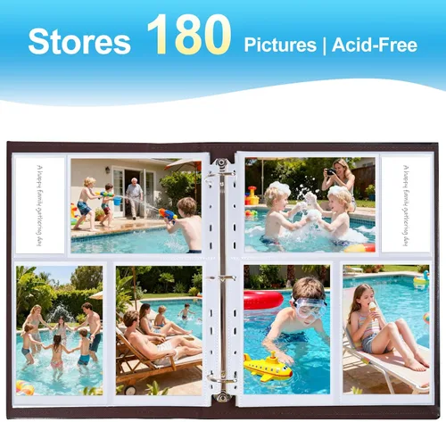 Miniatura 6 de Paquete de 30 páginas de repuesto para álbumes de fotos de 4 x 6 pulgadas para carpeta de 3 anillos, fundas de fotos ultra transparentes