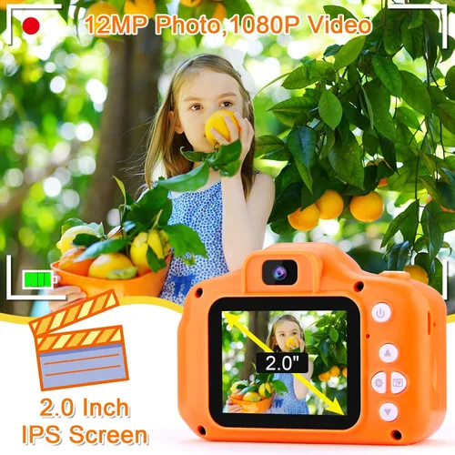 Miniatura 3 de GKTZ Juguetes para niñas de 3 a 8 años, cámara digital para niños, cámara de video para niños pequeños, videocámara para niños, regalos de Naranja