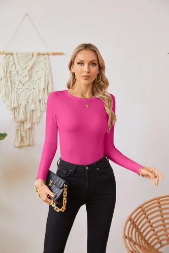 Miniatura 3 de VICHYIE Fall Clothes Womens Crewneck Ribbed Long Sleeve Shirts Slim Fitted Tee Casual Basic Tshirt Top