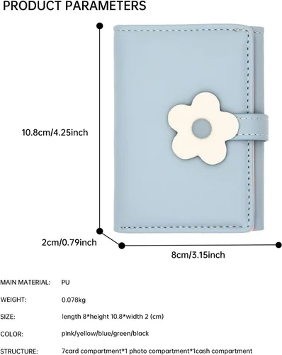 Miniatura 4 de LJCZKA Bonita cartera pequeña para niñas y mujeres, bloqueo RFID, piel sintética, tres plegadas, bolsillo para efectivo con tarjetero y billetera