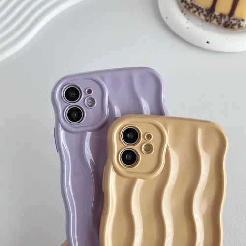 Miniatura 4 de Caseative Funda para iPhone 11, diseño de ondas rizadas, suave, compatible con iPhone (azul, iPhone 11)