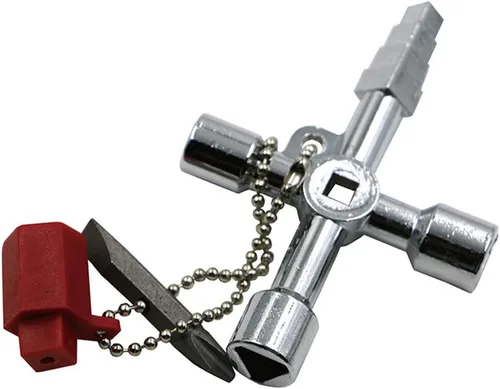 Miniatura 5 de Llave universal 4 en 1 de triángulo cruzado/cuadrado/redondo, llave de aleación multifunción de 4 vías para válvula de gabinete de ascensor
